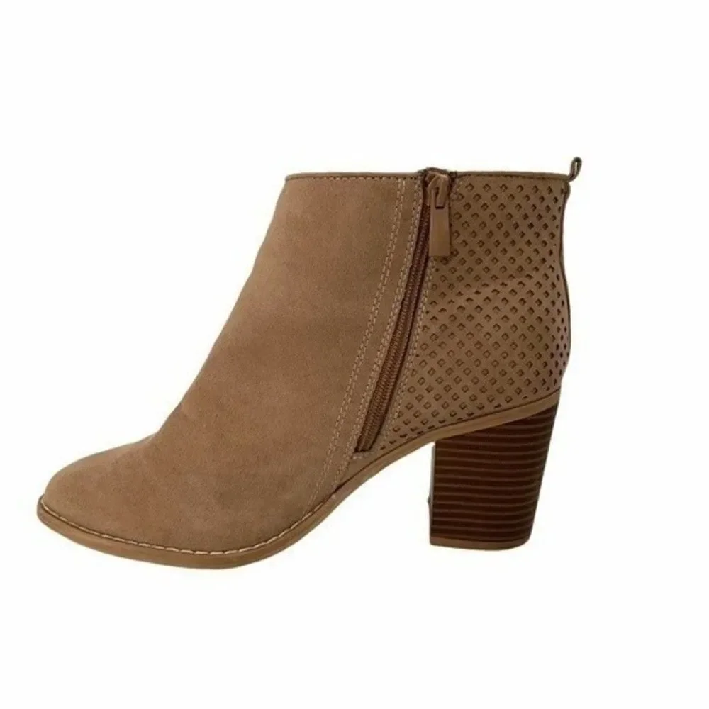 Torrid Brown Stacked Ankle Bootie with Side Zip
